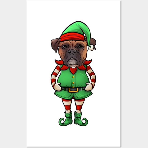 Boxer Christmas Elf Wall Art by whyitsme